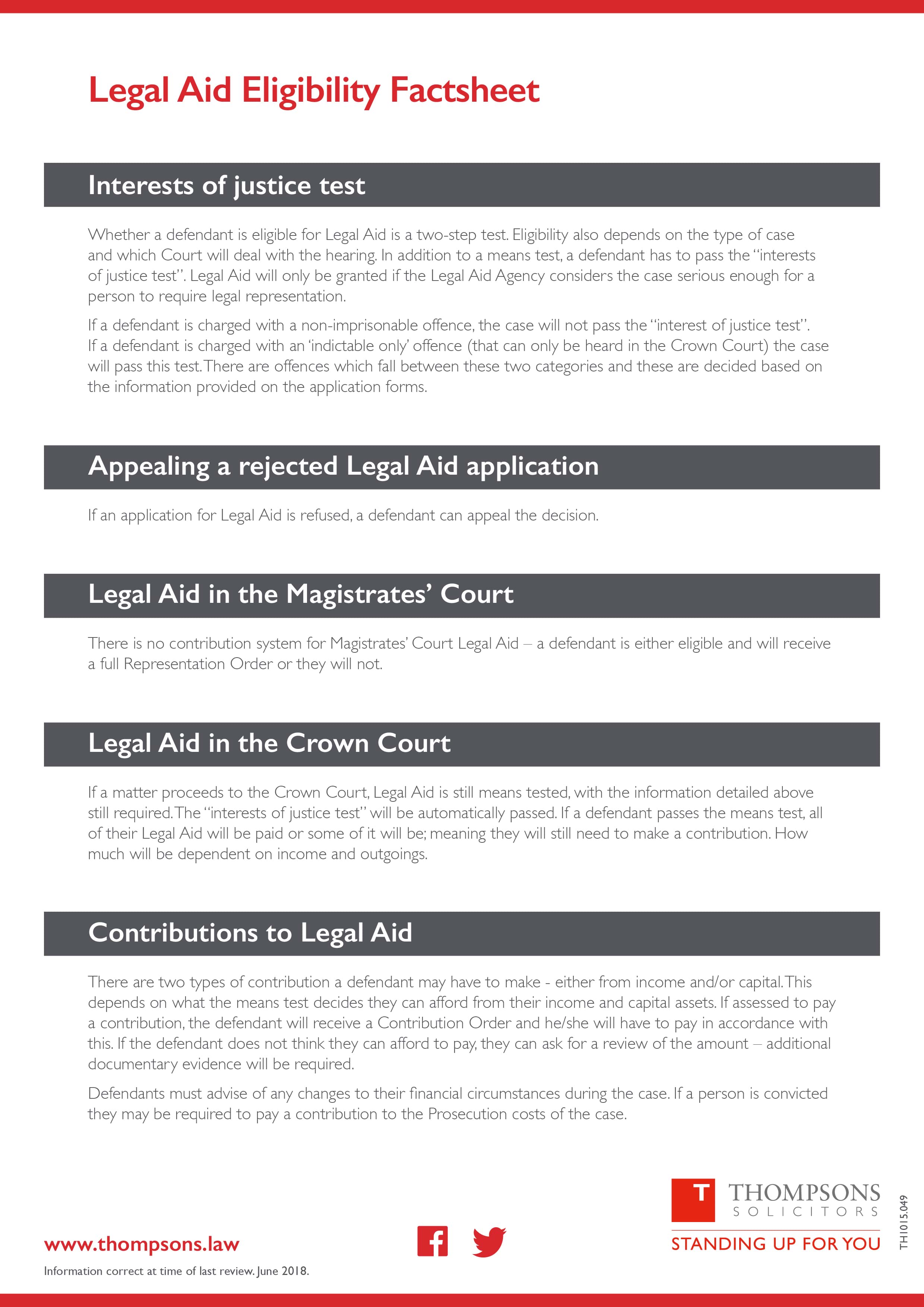 Legal Aid Eligibility Factsheet
